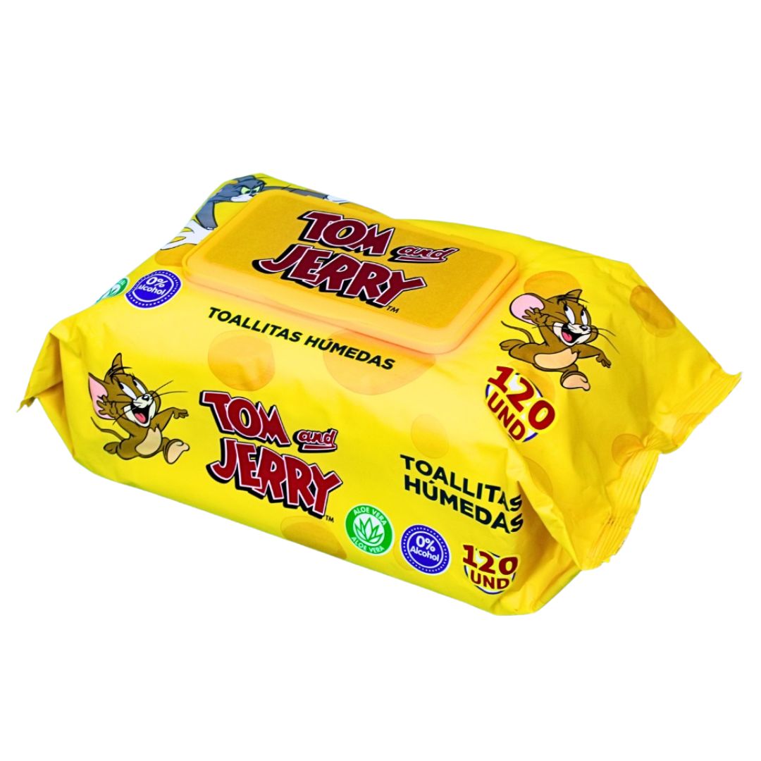 Toallitas Húmedas Tom y Jerry Con Tapa X 120 Und